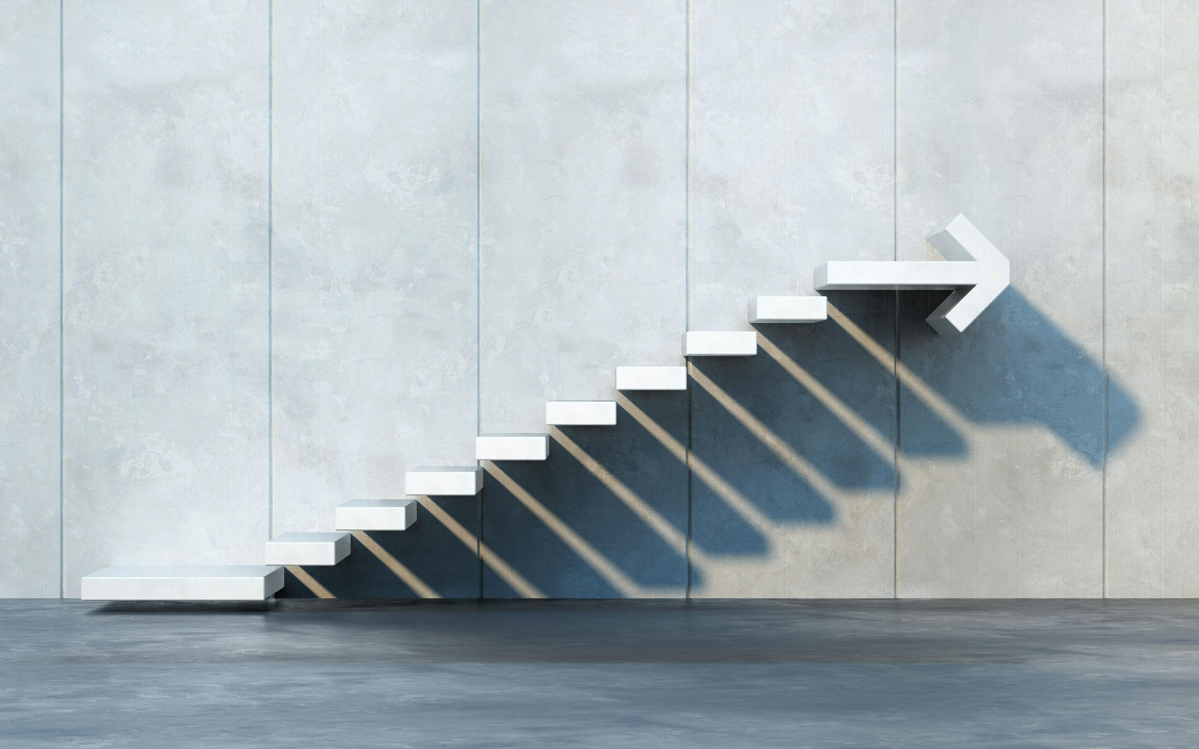 stairs indicating an increase in web development and progress 