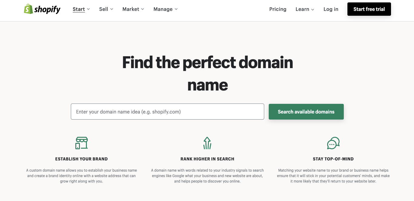 Shopify – Find the perfect domain name