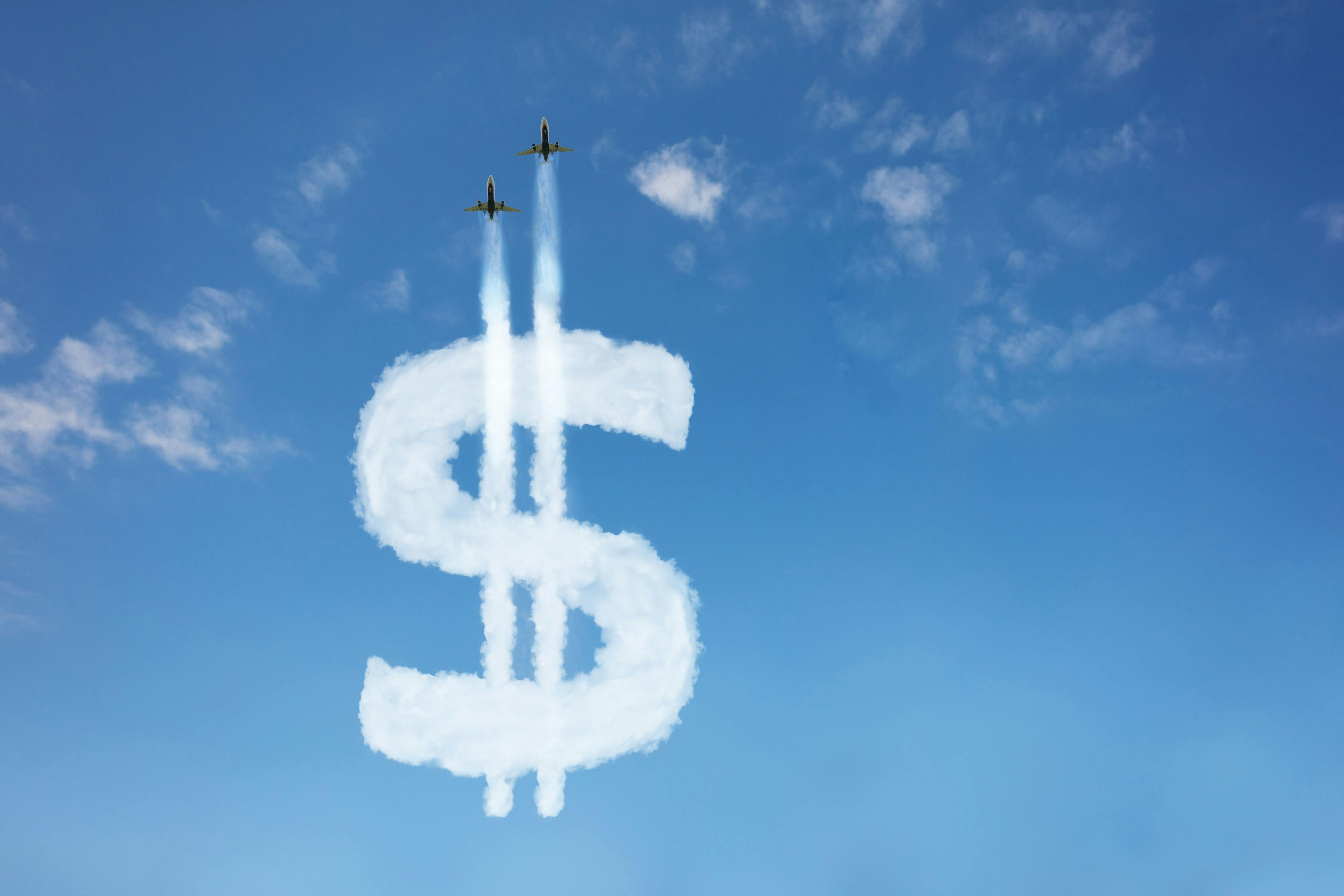 dollar sign in the sky talking about the price of Shopify and different Shopify plans 