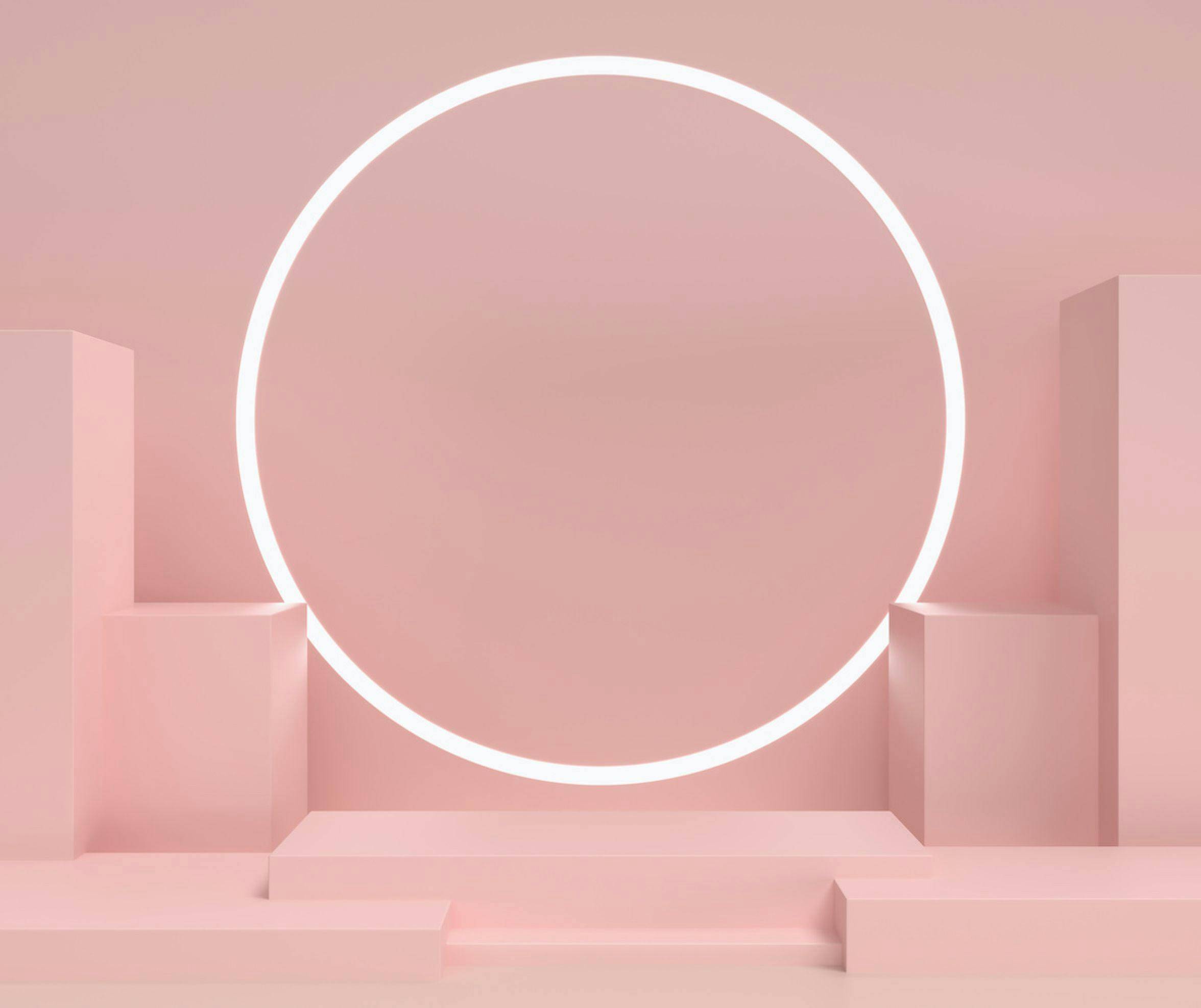 glowing circle on abstract pink background
